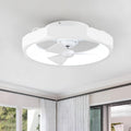 Parrot Uncle Low Profile Ceiling Fans with Lights and Remote, 20 Inch Bladeless Ceiling Fan for Bedroom Flush Mounted, Dimmable Light, Reversible DC Motor, Timer (White)