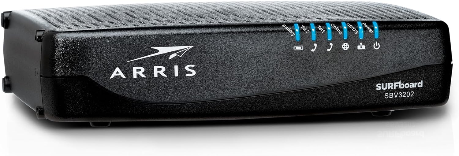 ARRIS SURFboard SBV3202 DOCSIS 3.0 Cable Modem | Comcast Xfinity Internet & Voice | 1 Gbps Port | 2 Telephony Ports | 800 Mbps Max with Xfinity Internet Plans | 2 Year Warranty