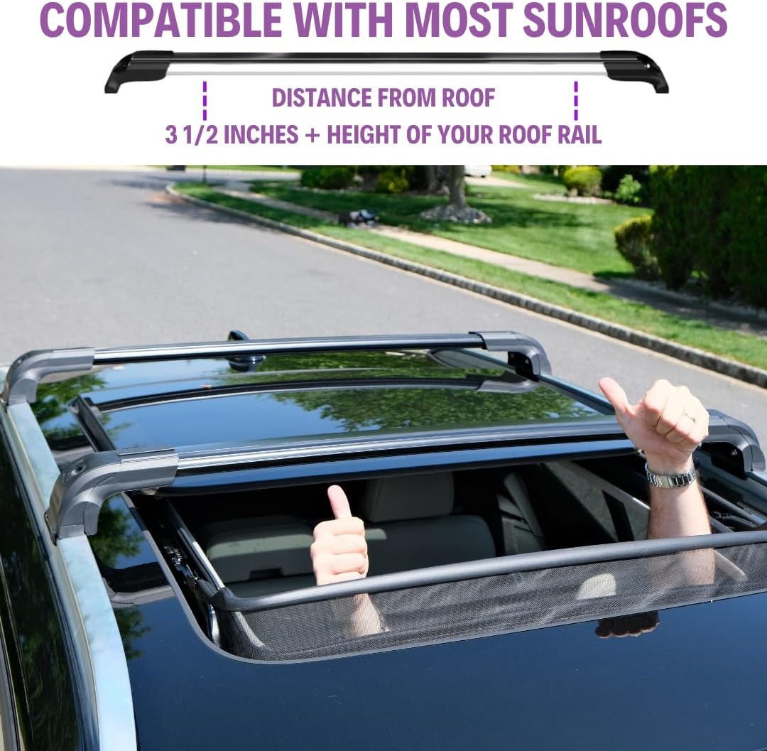 ERKUL Heavy Duty 220lb Roof Rack Cross Bars for Mazda CX-50 2023-2026 | Solid Metal Mounts | Aluminum Crossbars with Anti Theft Lock for Rooftop - Compatible with Flush Rails - Black