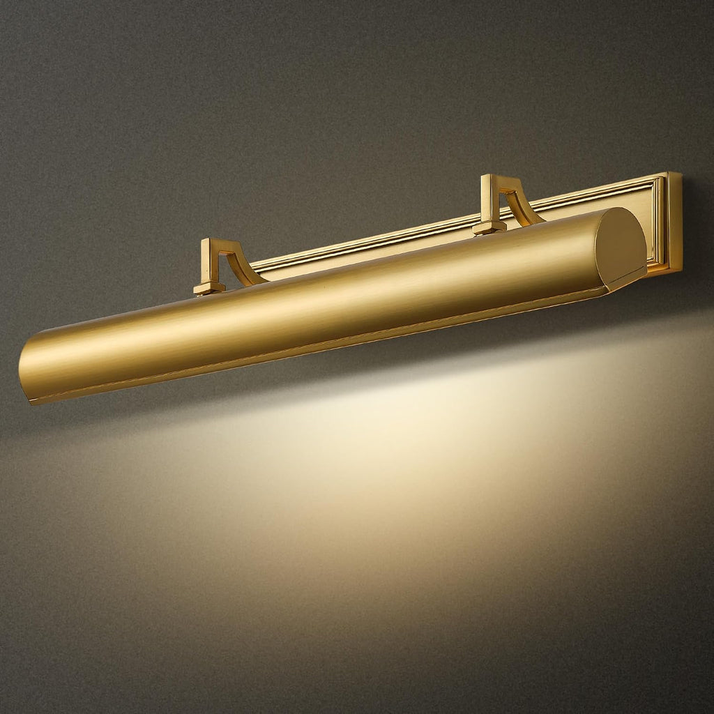 24' Brass Picture Light, 4-Light Gold Hardwired Picture Lights, 270° Rotatable Wall Sconce Lamp for Frame, Linear Art Light for Wall Painting Display Artwork Portrait Library Bulbs Included