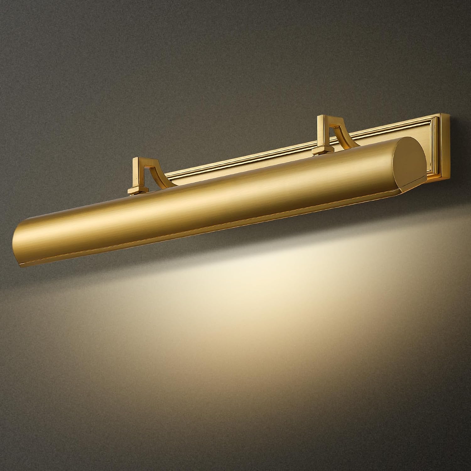 24' Brass Picture Light, 4-Light Gold Hardwired Picture Lights, 270° Rotatable Wall Sconce Lamp for Frame, Linear Art Light for Wall Painting Display Artwork Portrait Library Bulbs Included