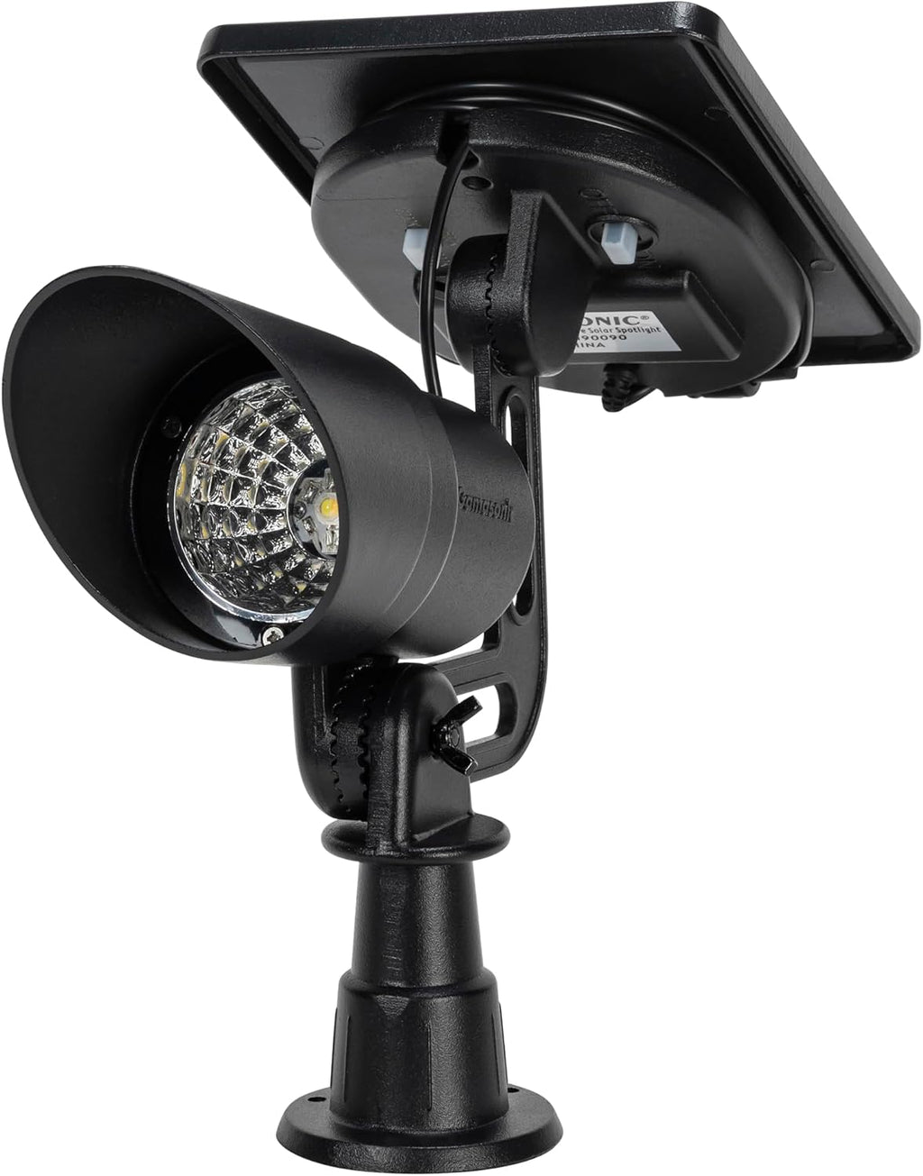 Gama Sonic Tri-Color Progressive Solar LED Spotlight with 100 Lumens, Outdoor Black Cast Aluminum, 3000K/4000K/5000K with Detachable Solar Panel (103i90090)