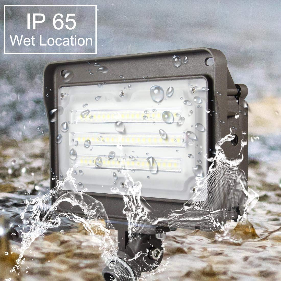kadision LED Flood Light Outdoor with Dusk to Dawn Photocell, 50W 6500LM IP65 Waterproof Adjustable Knuckle Mount LED Flood Lights 5000K 100-277V ETL Listed (Pack of 3)