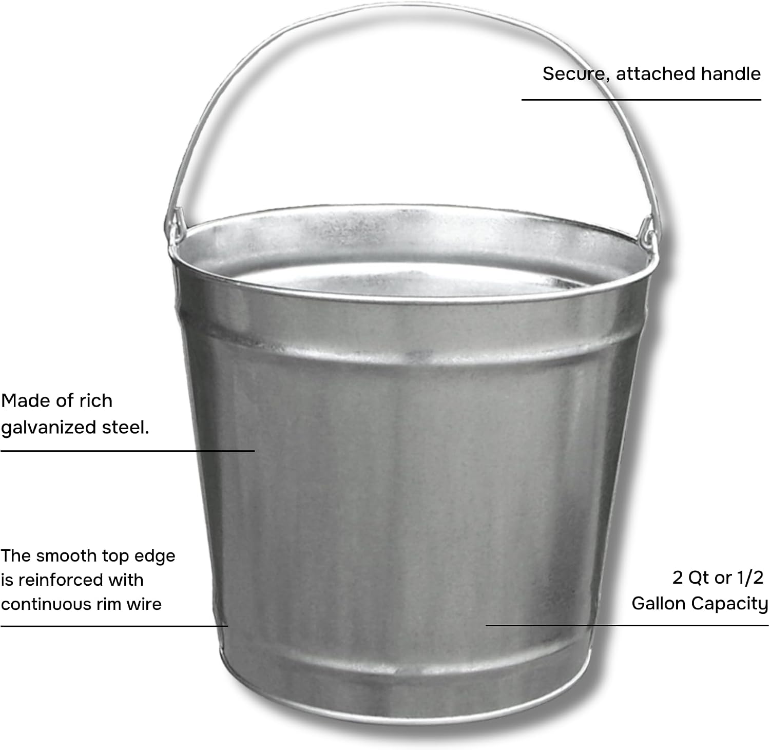 12 Quart (3 Gallon) Industrial Galvanized Metal Pail Bucket with Handle, 11' Diameter, Single Seam Construction | Great to use for Ice Buckets, Livestock, Gardening - 10 Buckets