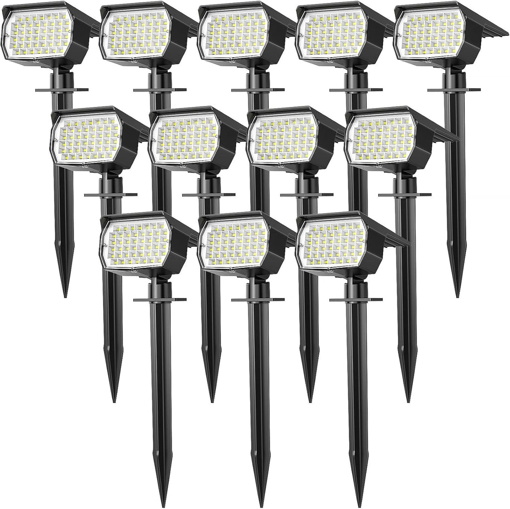 24 Pack Outdoor Solar Lights for Yard Garden, Include 12 Pack Solar Spotlights Outdoor Waterproof Warm White&12 Pack Solar Lights for Outside Cool White