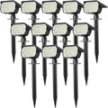 24 Pack Outdoor Solar Lights for Yard Garden, Include 12 Pack Solar Spotlights Outdoor Waterproof Warm White&12 Pack Solar Lights for Outside Cool White