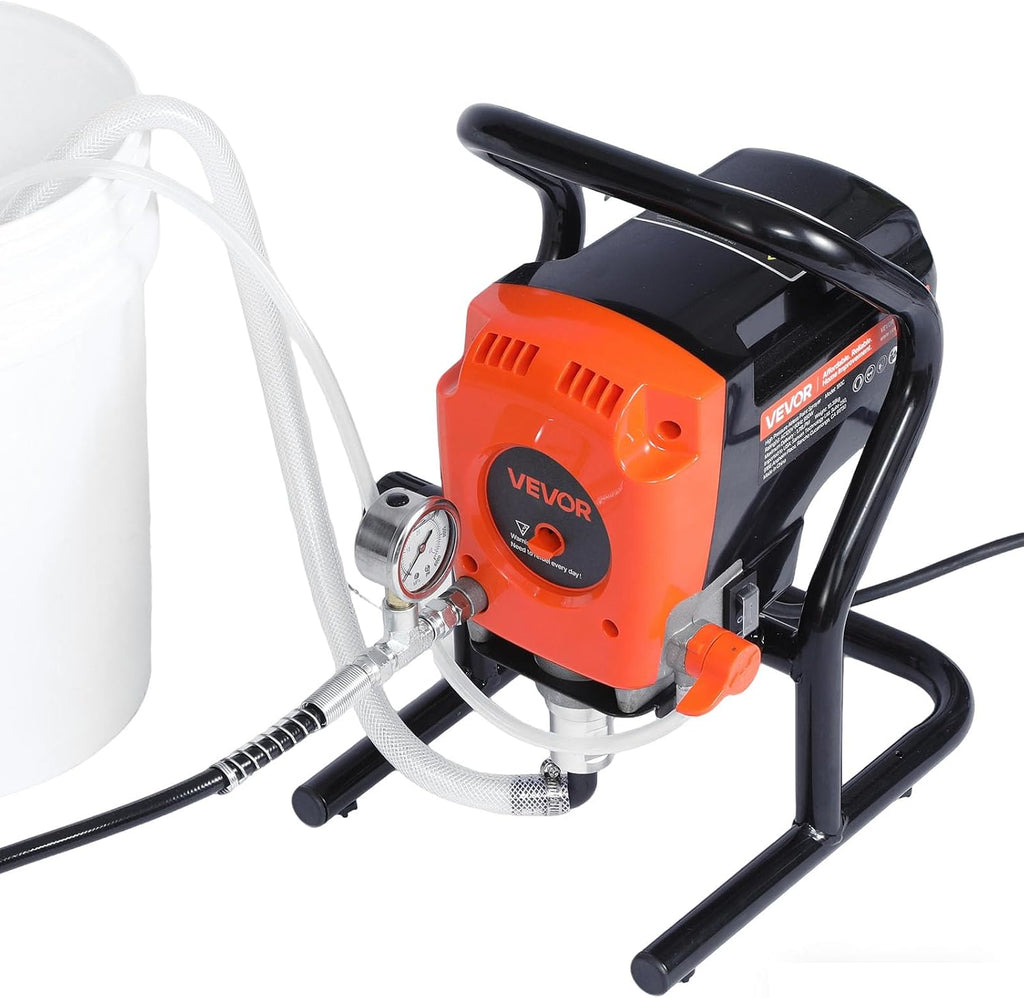 VEVOR Stand Airless Paint Sprayer, 900W, 3300PSI High Pressure Airless Sprayer, Cleaning Brush, Hose, Extension Rod, Nozzles, Electric Spray Paint Machine for Interior or Exterior of House, Fence