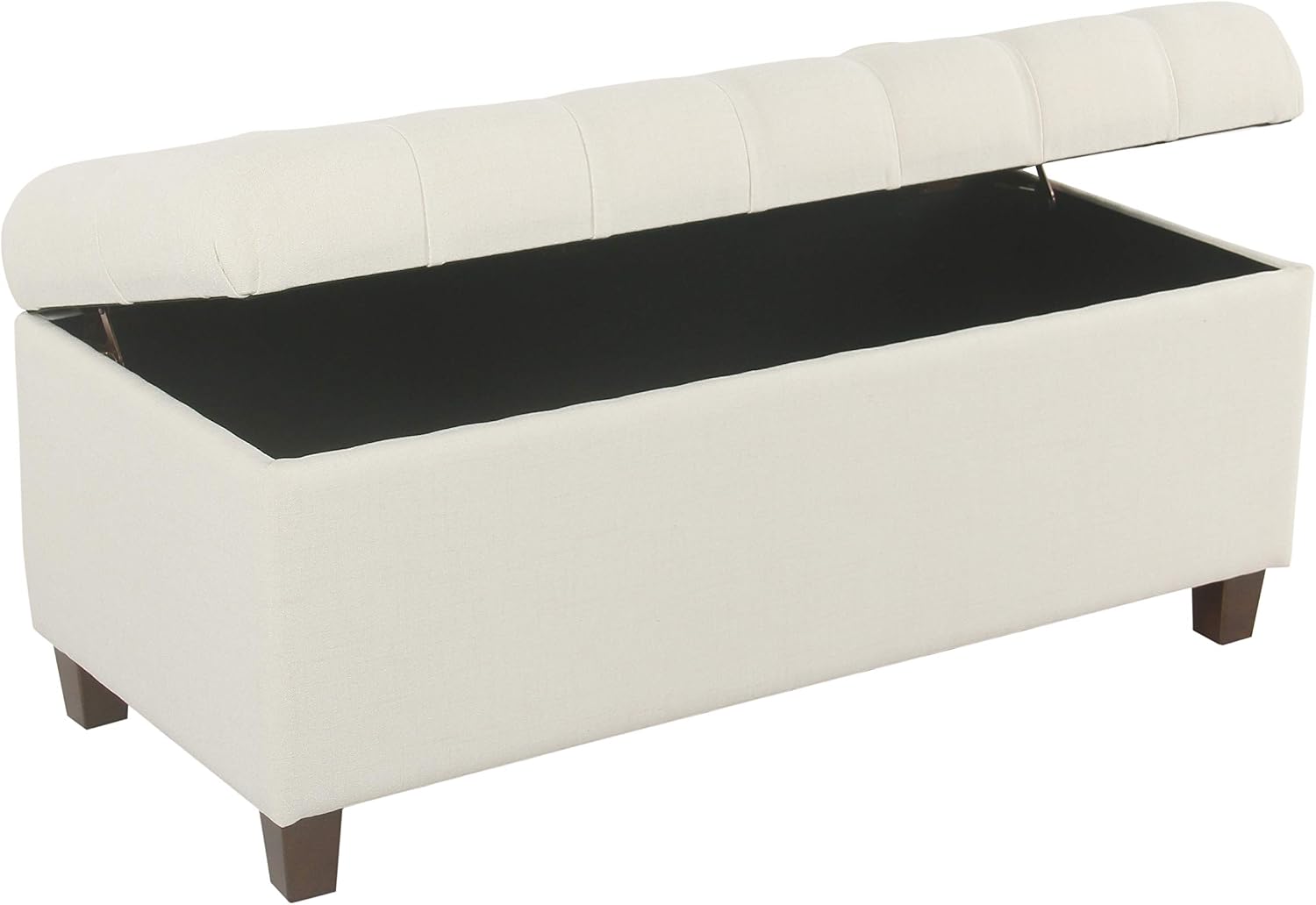 Homepop Home Decor | Tufted Ainsley Button Storage Ottoman Bench with Hinged Lid | Ottoman Bench with Storage for Living Room & Bedroom, Soft Cream, Textured Neutral