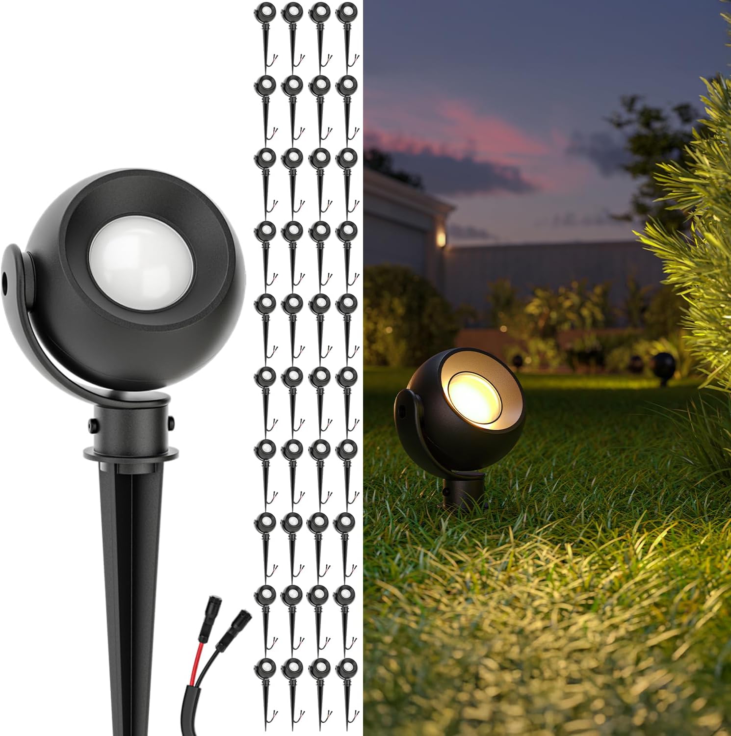 Sunco LED Low Voltage Spotlight Revolver, Sphere Shaped Garden Landscape Lights Outdoor [Luces para Jardin], 4W, 300 LM, 3 CCT: 2700K/4000K/5000K, Wet Rated, ETL 40 Pack.