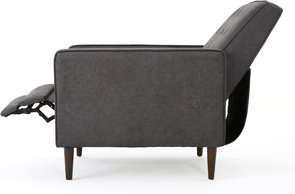 Christopher Knight Home Mervynn Mid-Century Modern Microfiber Recliner, Slate / Dark Espresso