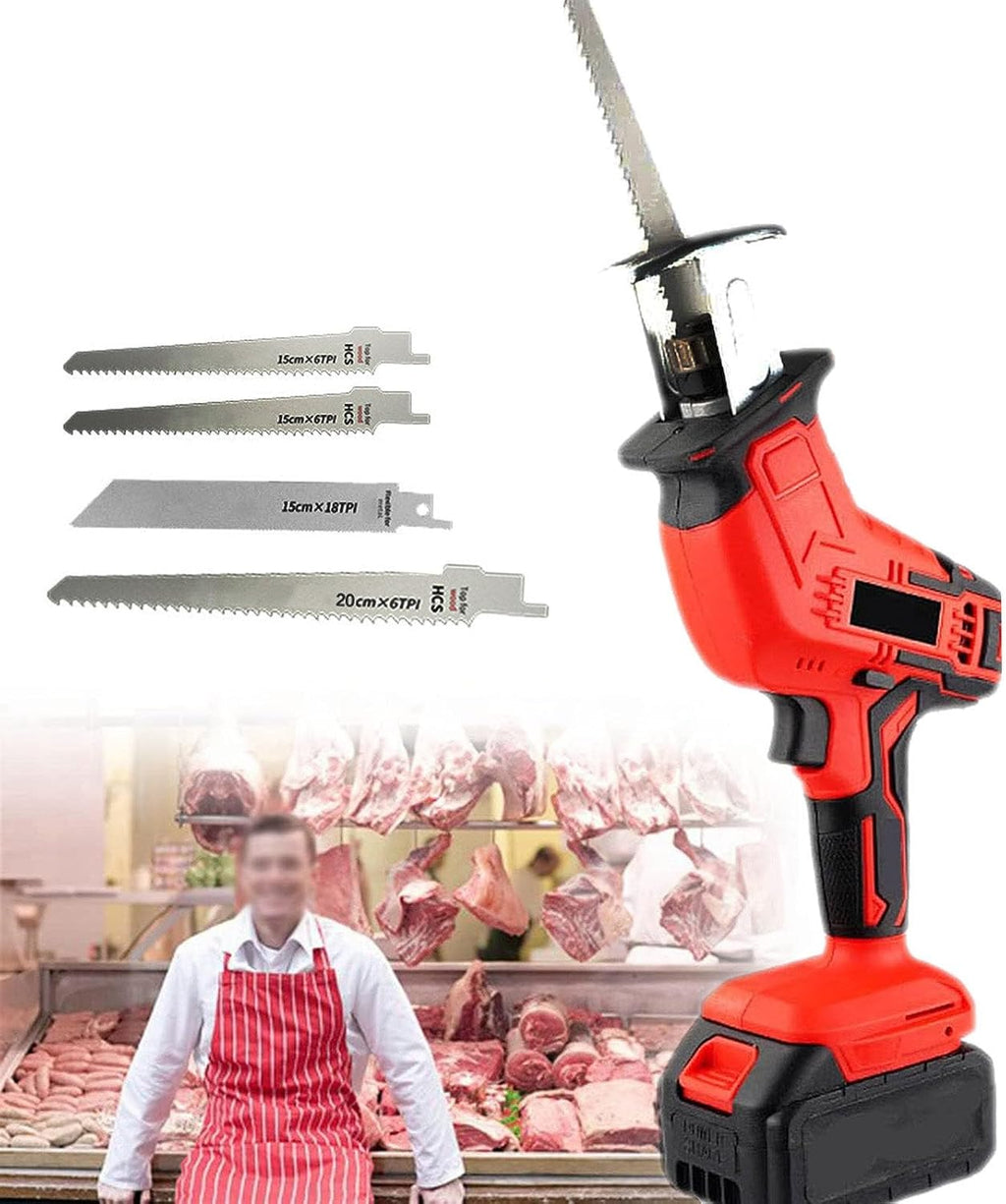Compact Cordless Reciprocating Saw Kit with Lithium-Ion Battery, Blades, and Tool Case - for Outdoor Pruning, Wood, Plastic, and Bone Cutting,2Battery-2battery