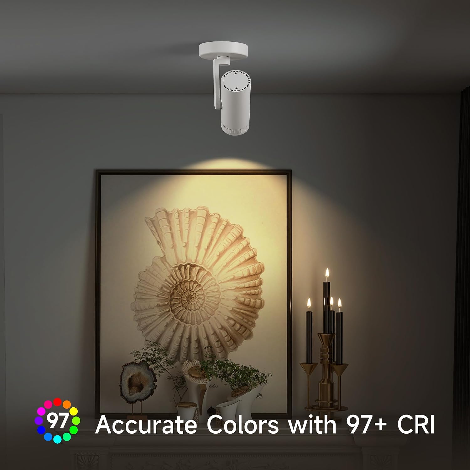 12W LED Dimmable Zoomable Ceiling Spotlight Indoor – Adjustable Surface Mount Accent Light for Home Corridor, Picture, Plants & Artwork | Warm White 3000K CRI 97, White 4 Packs