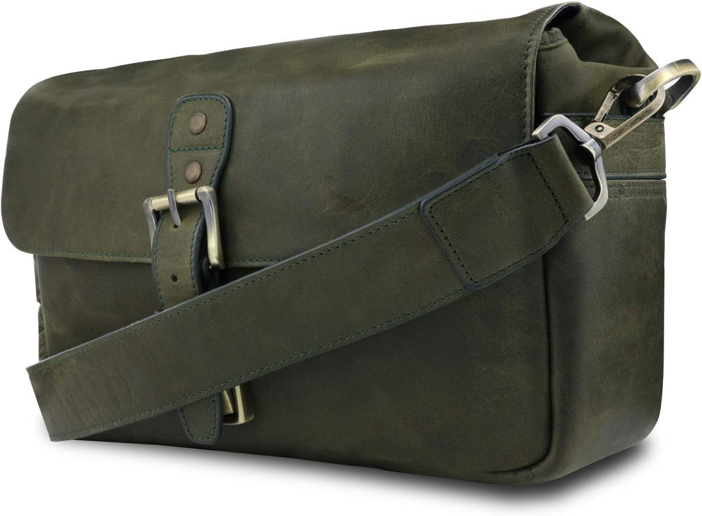 MegaGear Torres Genuine Leather Camera Messenger Bag for Mirrorless, Instant and DSLR Cameras