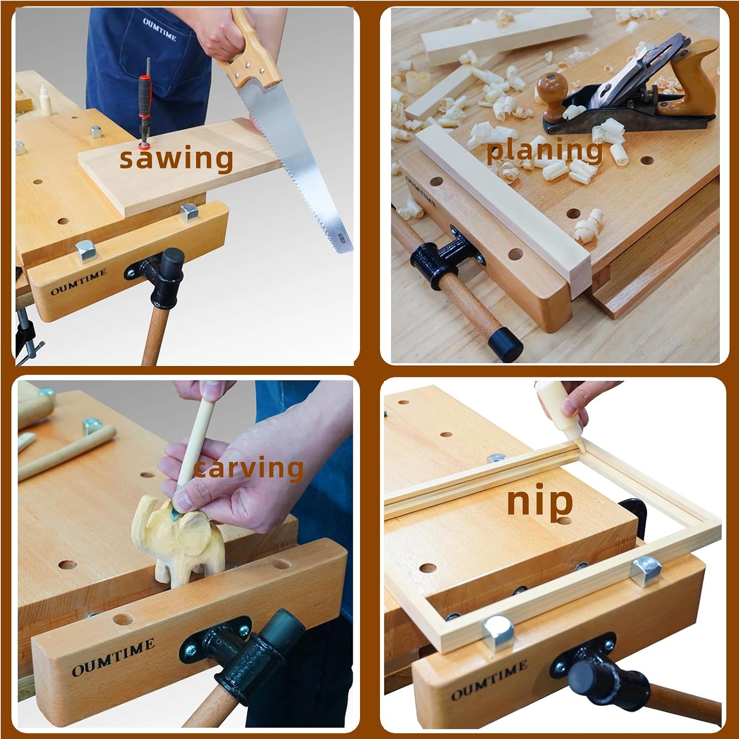 Portable Workbench,The Bench Vise is Made of Hard Beech.Woodworking Vise Contains Wood Clamp, 4 Bench Dogs and 2 Clips,Wood Workbench top Workbench Vice Tools is Suitable for Garage Studios