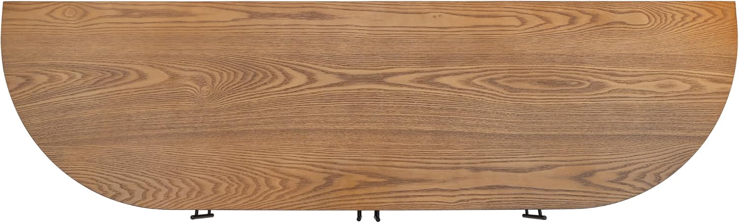 Christopher Knight Home Tian Modern Wooden Kitchen Sideboard Cabinet with Metal Handles, Living Room Storage Cabinet with Shelves, Spacious Dining Room Cupboard with 4 Doors, Curved Form, Natural