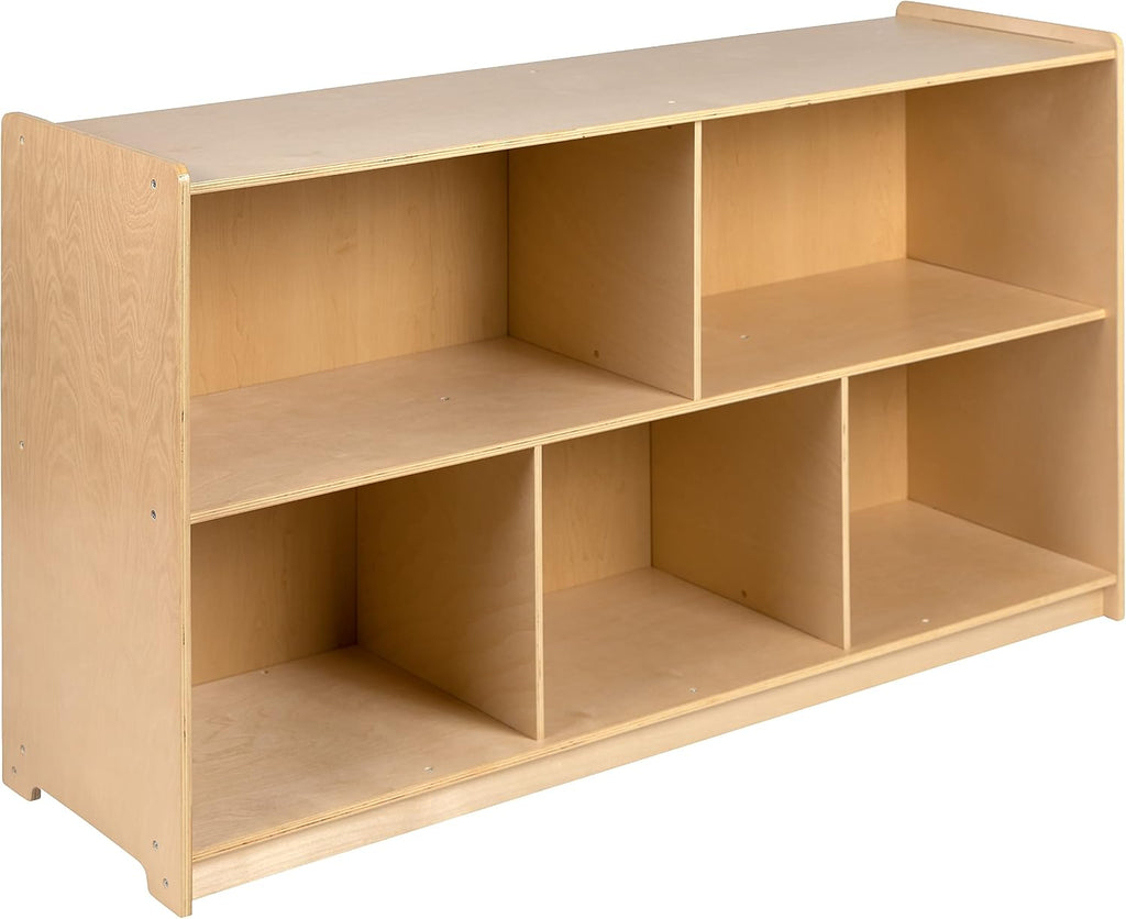 Flash Furniture Hercules Wooden 5 Section School Classroom Storage Cabinet for Commercial or Home Use - Safe, Kid Friendly Design - 30'H x 48'L (Natural)