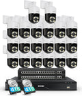 ZOSI 4K 32 Channel PT PoE Security Camera System, Auto Human Tracking, Person Vehicle Detection, 2 Way Audio, 20pcs 8MP Pan/Tilt Spotlight Outdoor Cameras, 32CH 4K NVR with 8TB HDD for 24/7 Recording