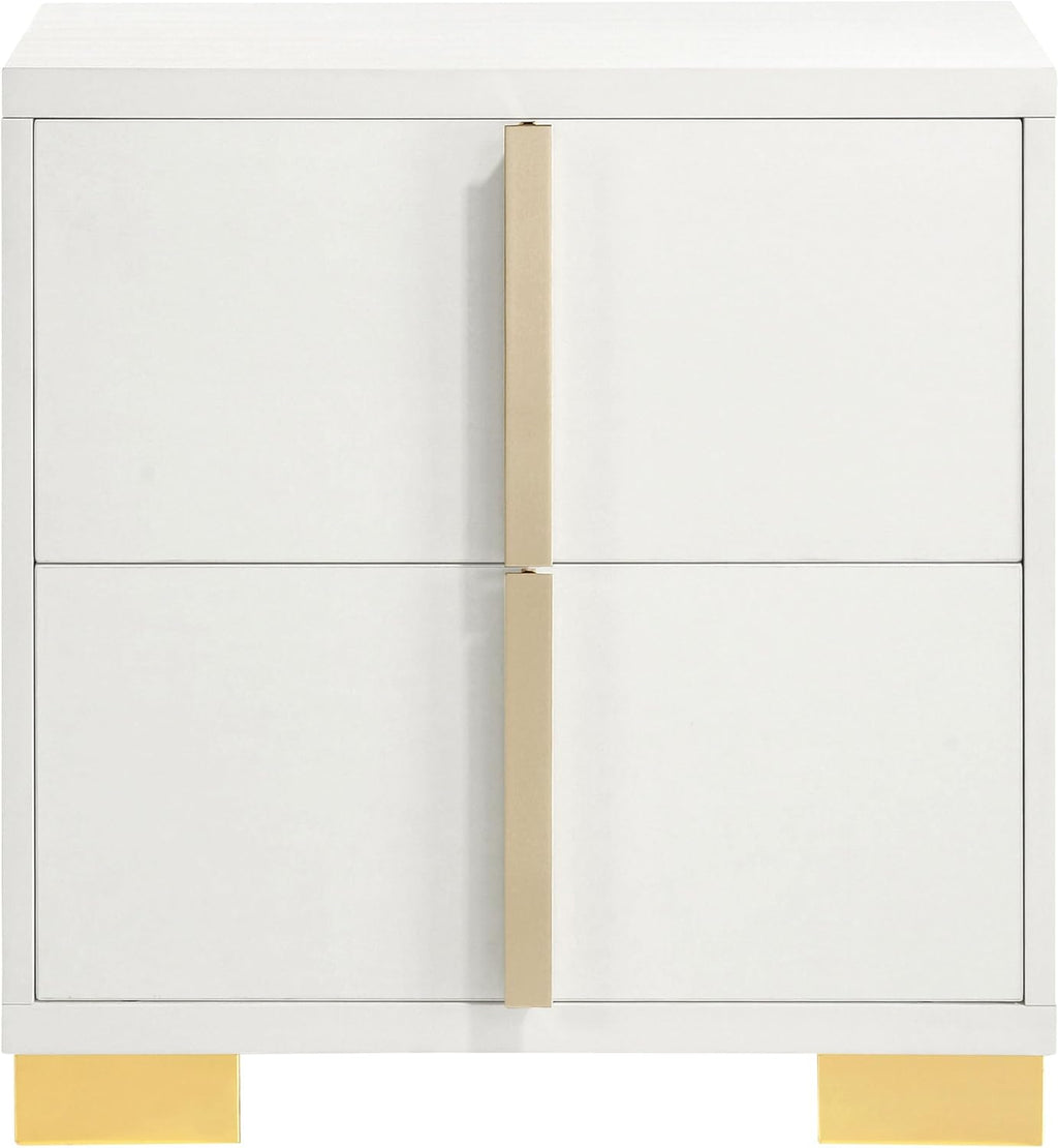 Coaster Home Furnishings Marceline Contemporary Wood 2-Drawer Bedroom Nightstand Bedside Table Organizer Unit White 222932