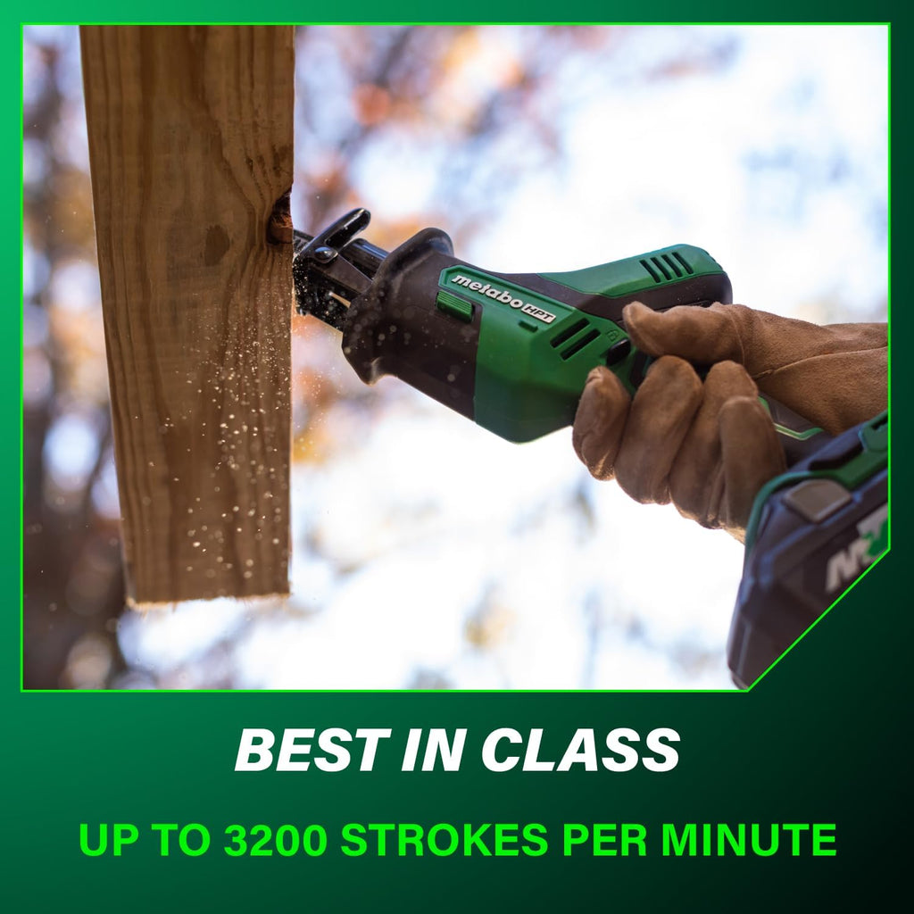 Metabo HPT 18V Cordless One-Handed Reciprocating Saw, Lightweight Design, Compact Saw Size, High-Speed 3,200 Strokes Per Minute, Versatile Blade Compatibility, LED Light, CR18DAQ4