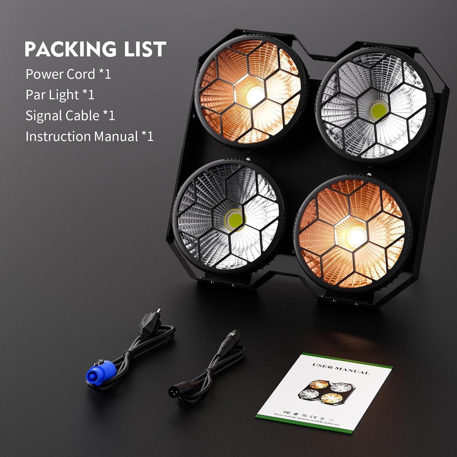4 x 100W COB LED Stage Lights, 2 in 1 Warm/Cool White Par Can Retro Pixel Control Light, DMX/Master-Slave/Sound Activated Spotlights for Church Events Party Wedding Club Studio 1Pack