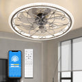 lifeholder Low Profile Ceiling Fan with Lights Remote 20' Ceiling Fan Flush Mount Enclosed Ceiling Light Dimmable Ceiling Lights Chandeliers Handmade Silver