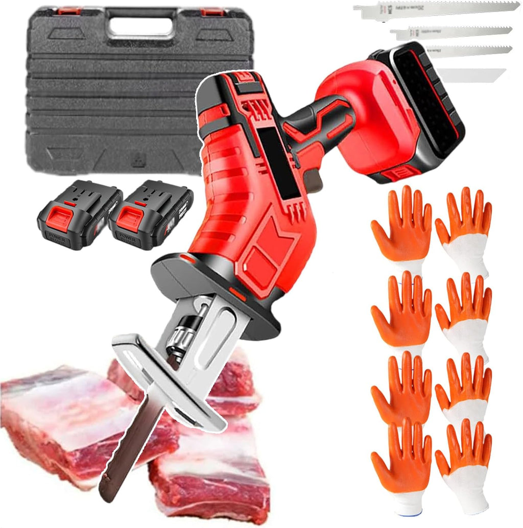 Electric Reciprocating Saws,Portable Battery-Powered Chainsaws,Electric Cordless Chainsaw with LED Lights,Outdoor Pruning Saw For Cutting Wood - With 12 Gloves,6AH