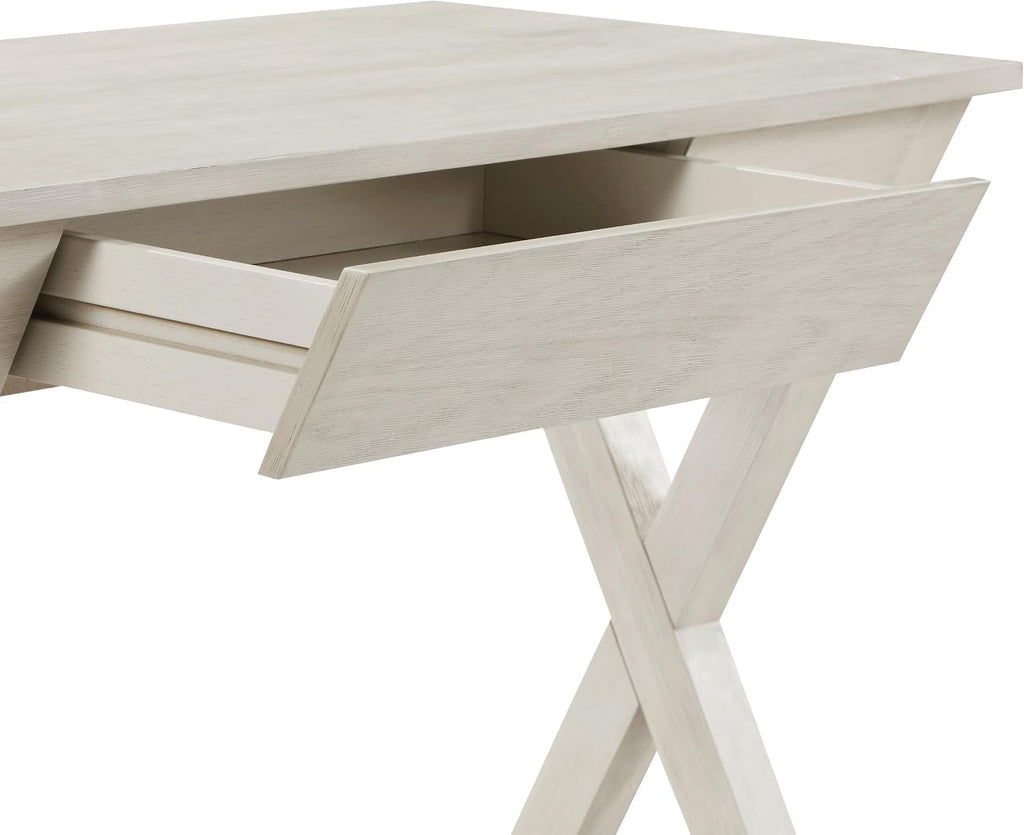 OSP Home Furnishings Marna Modern Writing Home Office Desk with Drawer, Weathered White Finish