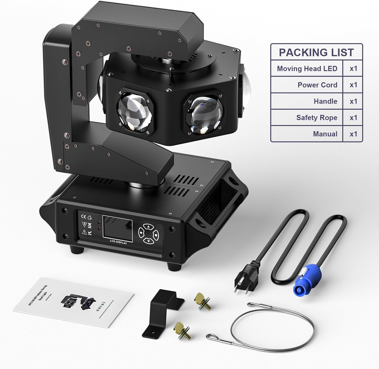 Moving Head DJ Lights - 6 x 40W RGBW Stage Lighting with 3-Axis Linkage, DMX & Sound Activated, DJ Beam Lights Spotlight - Perfect for DJ, Party, Wedding, Church, Live Show, Bar
