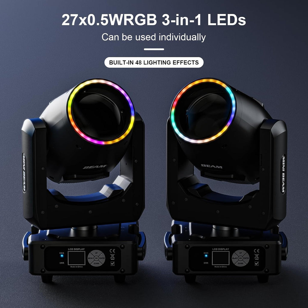 230W 7R Moving Head Stage Lights,14 Gobos 14 Colors Prisms/Wash/Beam/Frost/Rainbow Stage Effect Spotlights,48-Facet Prism 2.3° Beam Angle 18CH DMX512 Sound Activated Lights