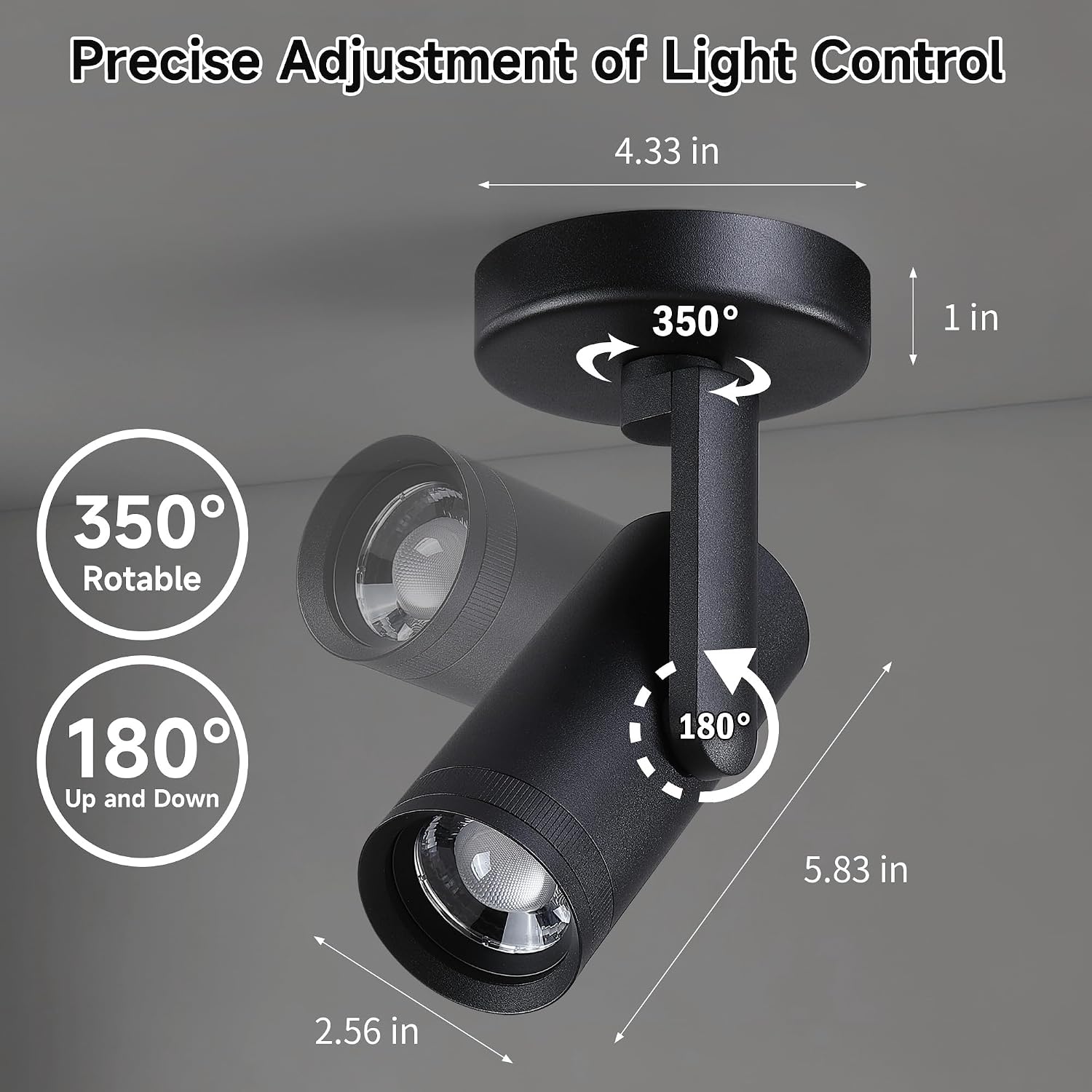 12W LED Dimmable Zoomable Ceiling Spotlight Indoor – Adjustable Wall Surface Mount Accent Spot Light for Home Pitcure, Painting, Plants & Artwork | Warm White 3000K CRI 97, Black 4 Packs