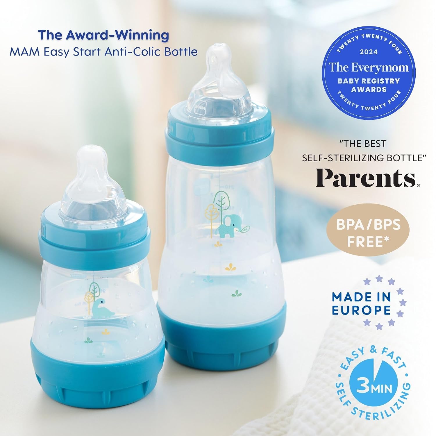 MAM Feeding Set, Newborn Anti-Colic | Self-Sterilizing | Baby Gift | Unisex | 6 Piece, Pack of 6