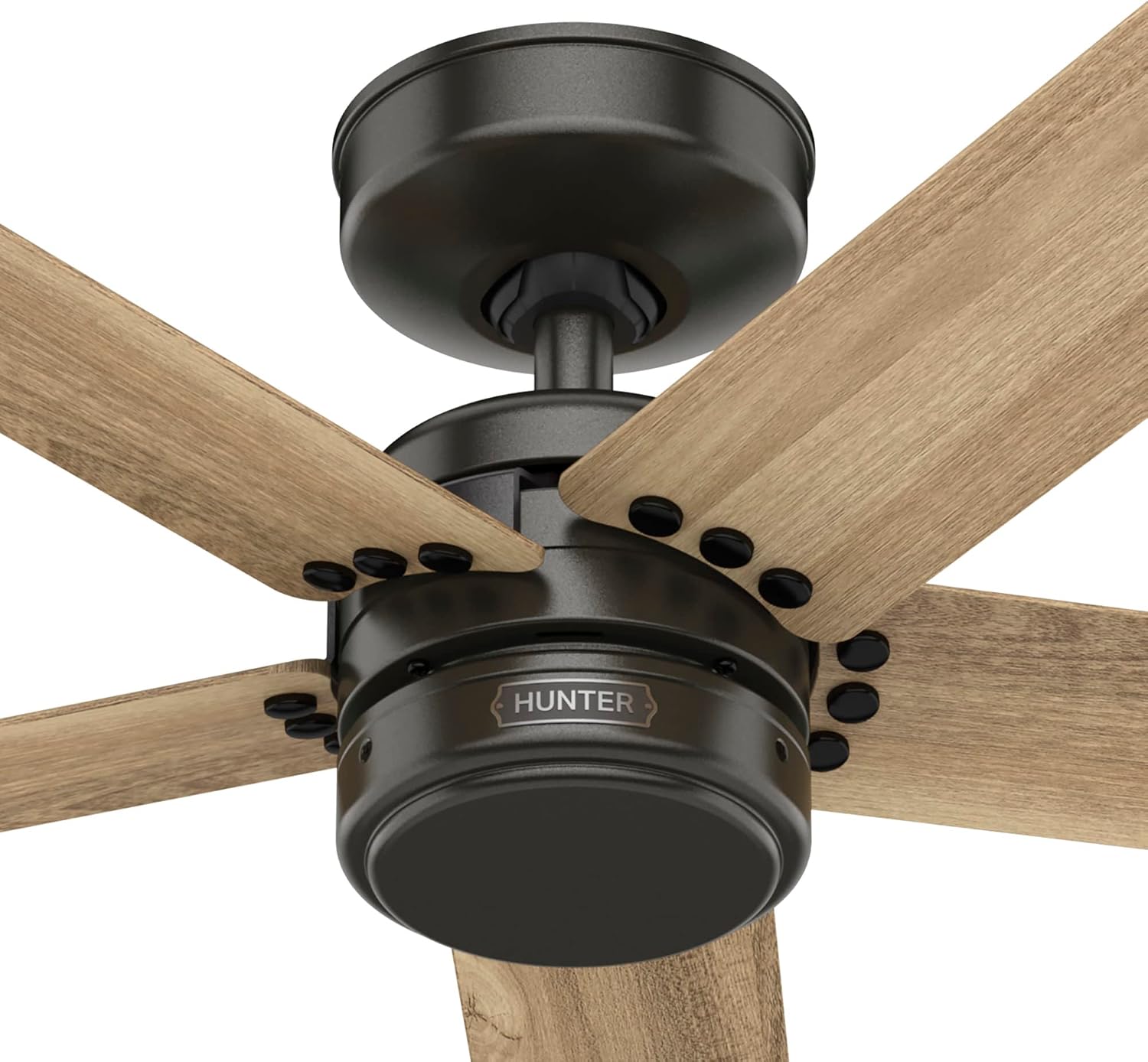 Hunter 52 inch Outdoor or Indoor Ceiling Fan No Light - Bronze Ceiling Fan without Light, For Patio, Porch, Garage, or Living Room, Standard Mount, 5 Blades, Wall Control - Burton 52264, Noble Bronze