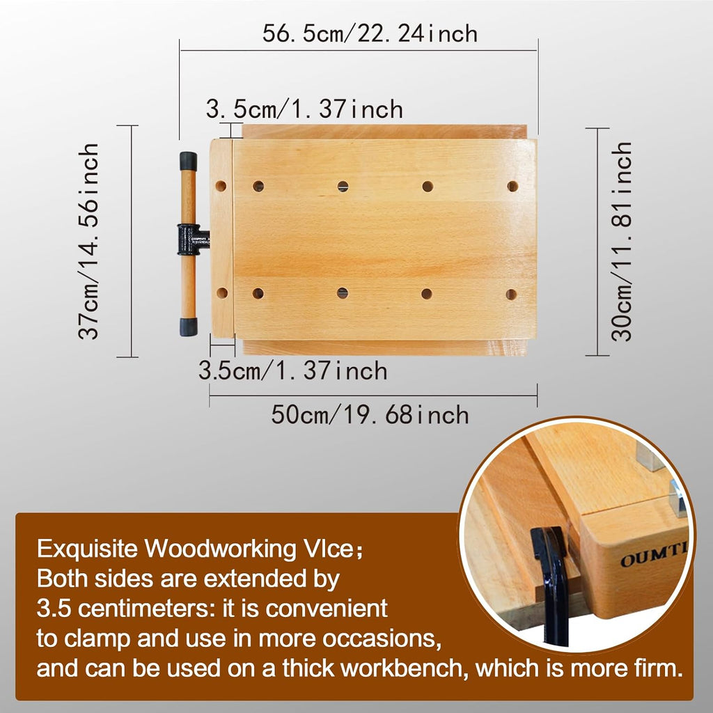 Portable Workbench,The Bench Vise is Made of Hard Beech.Woodworking Vise Contains Wood Clamp, 4 Bench Dogs and 2 Clips,Wood Workbench top Workbench Vice Tools is Suitable for Garage Studios