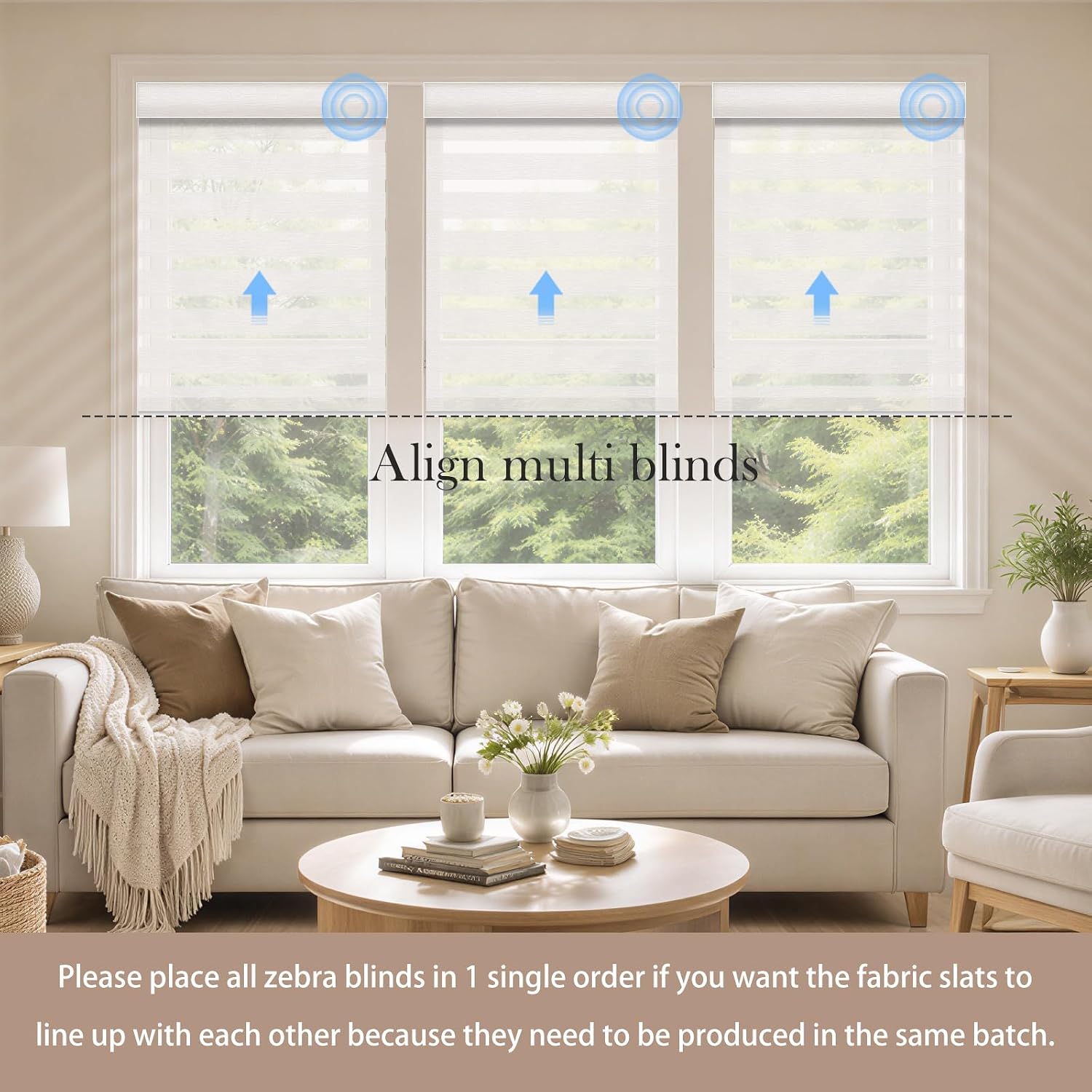 Motorized Zebra Blinds, Automatic 60% Blackout Shades for Indoor Windows Work with HomeKit, Alexa, Google Home, Customized Electric Blinds with Remote, App, Voice Control, Fabric Ivory