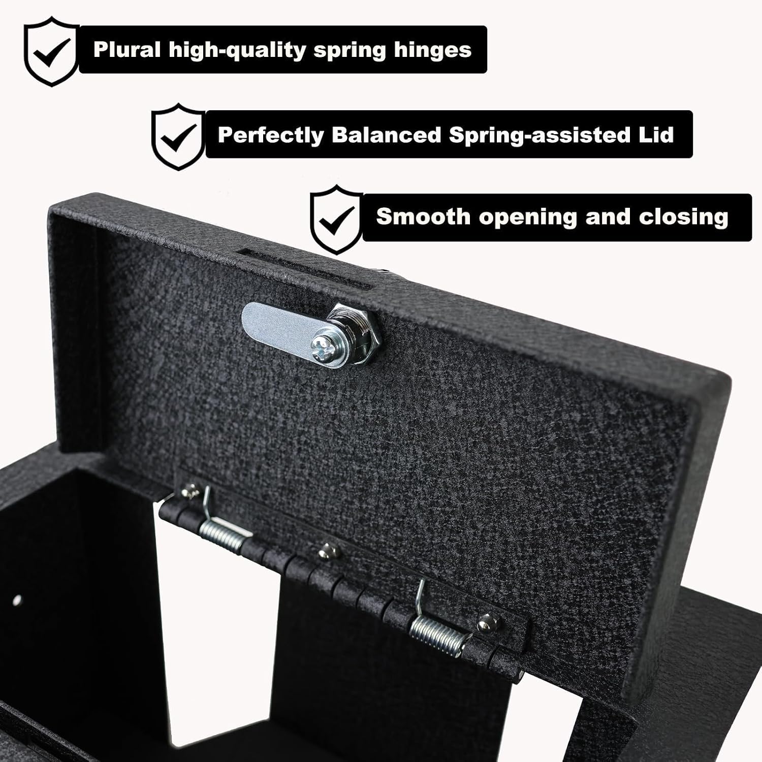 KEREN Center Console Gun Safe - Console Gun Vault Compatible with Ford F250 Super Duty 2023-2026, High Security Armrest Lock Box with 4 Digit Combination Lock with Key