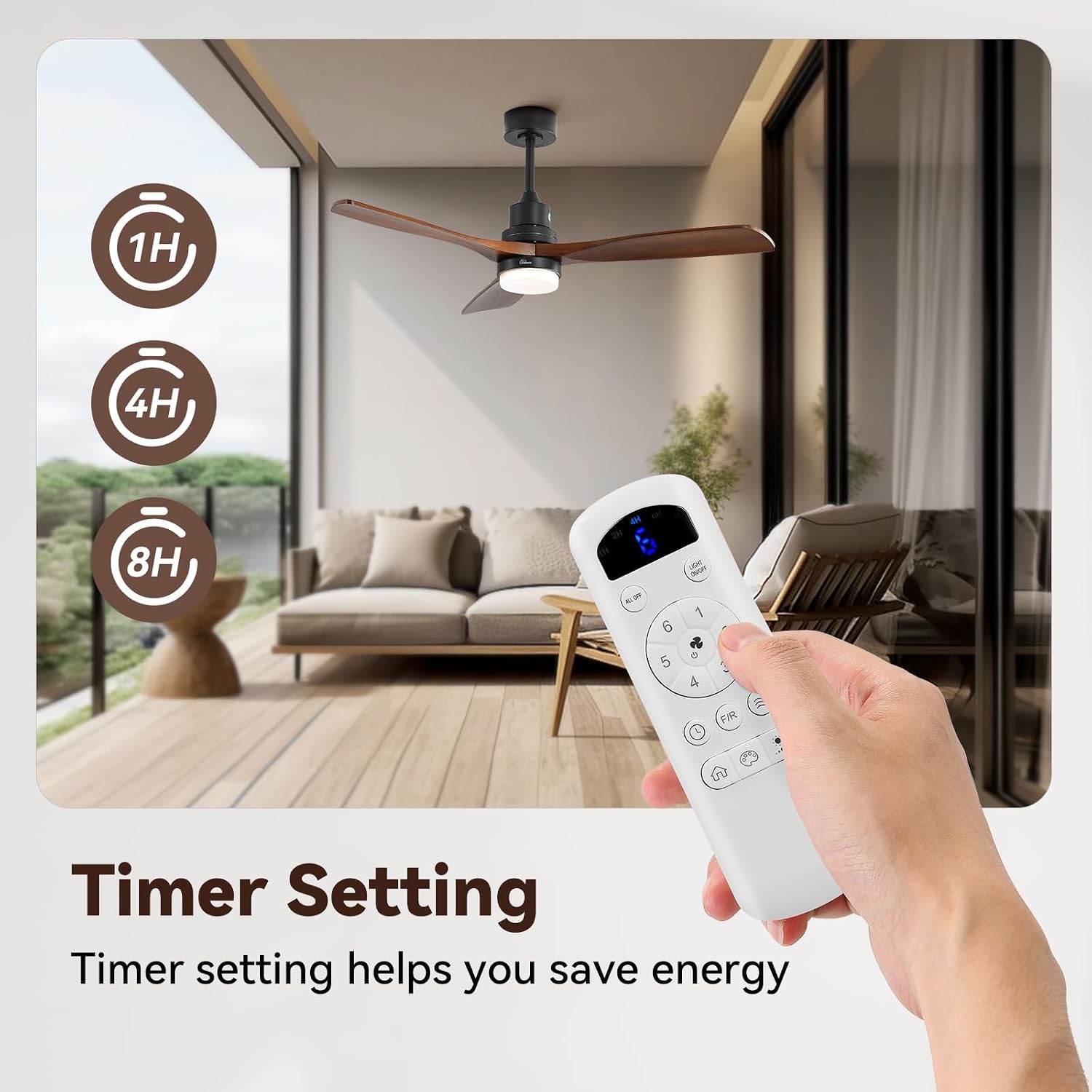 Sofucor 52 Inch Ceiling Fans with Lights and Remote, Low Profile Wood Ceiling Fan with Light Dimmable/Timer 6-Speed Reversible DC Motor for Bedroom Living Room Indoor Outdoor