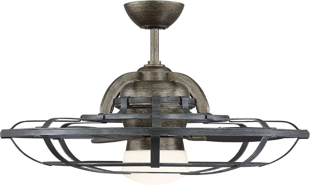 Savoy House 26-9536-FD-196 Alsace Industrial 30' Fandelier Ceiling Fan with Lights, Integrated LED Chandelier Fan with Remote Control, Reclaimed Wood