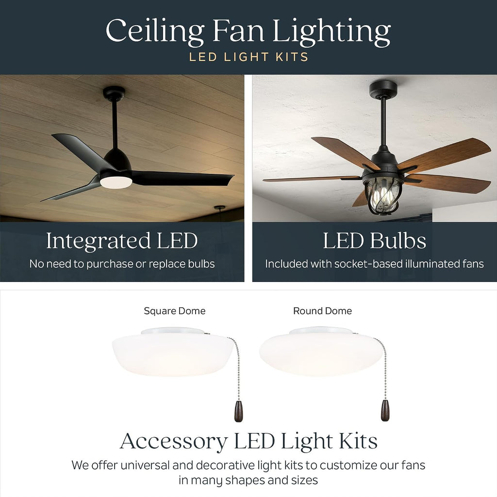 Kichler Brahm 48 in Indoor Ceiling Fan with LED Light, 3-Speed AC Motor with Reversible Blades and Handheld Remote in Natural Brass, for Living Room, Dining Room, Kitchen and Bedroom, 300048NBR