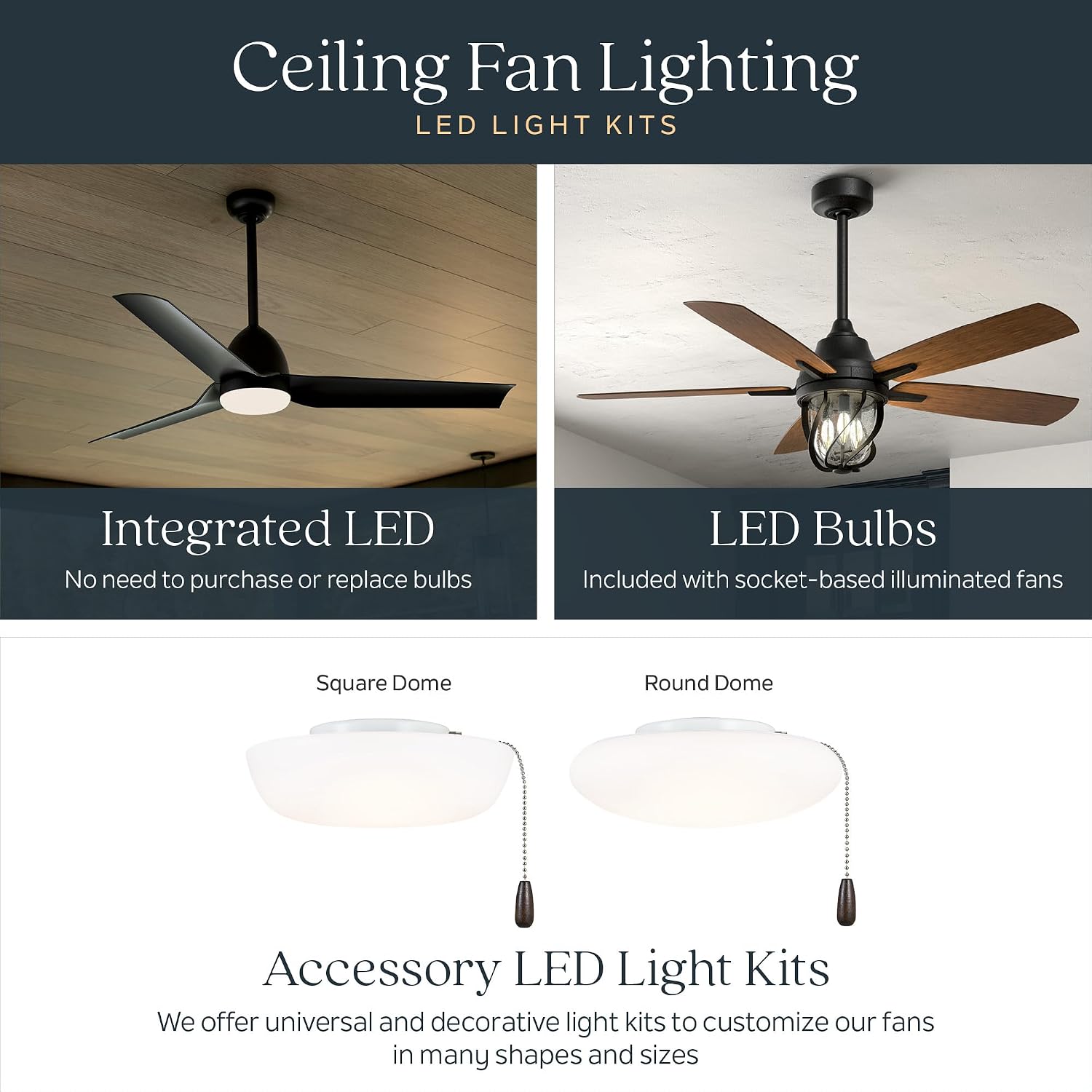 Kichler Brahm 48 in Indoor Ceiling Fan with LED Light, 3-Speed AC Motor with Reversible Blades and Handheld Remote in Natural Brass, for Living Room, Dining Room, Kitchen and Bedroom, 300048NBR
