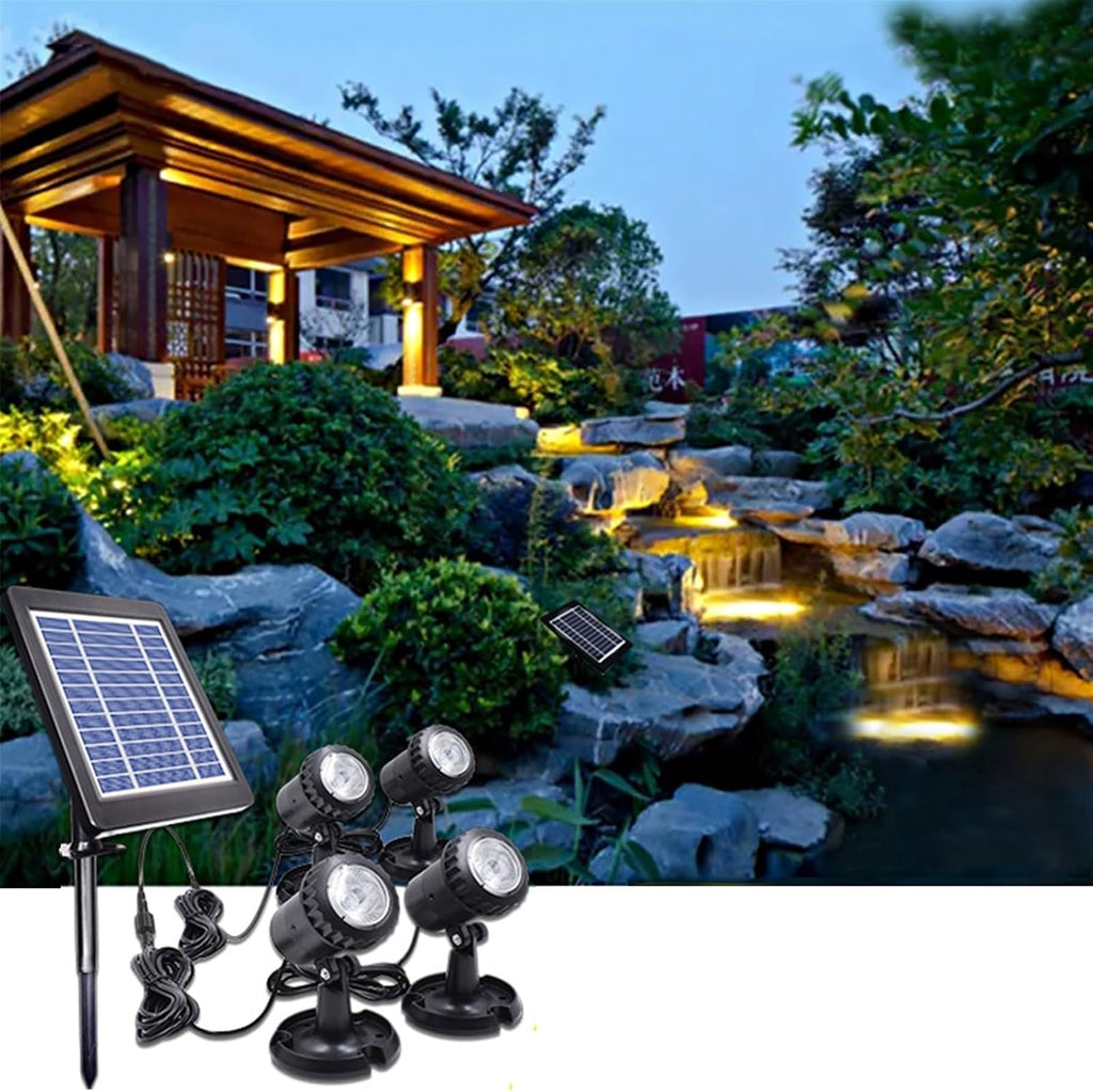 LED Solar Pond Landscape Lamp Outdoor Swimming Pool Underwater Spotlight Lights IP68 Waterproof for Garden Lawn Fountains Decor(3Lamp-White)