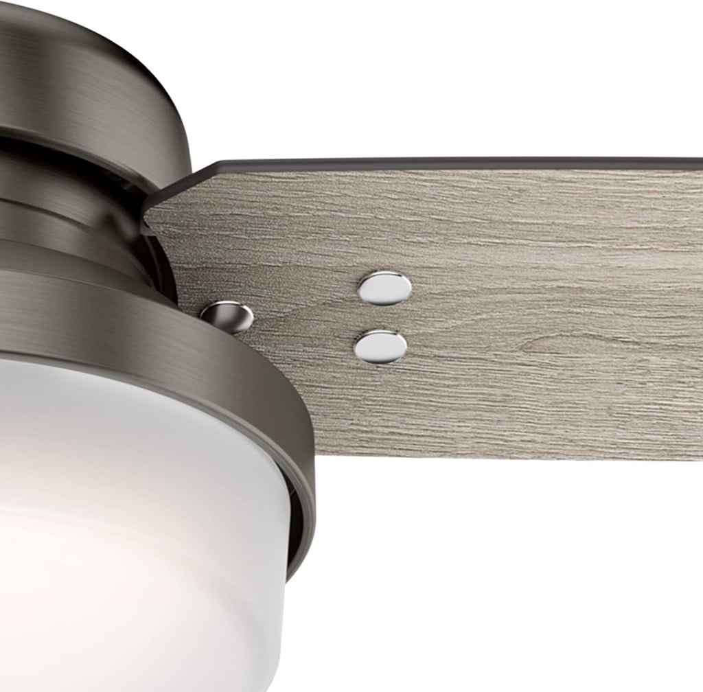 Hunter Fan 44 in Brushed Nickel Finish Indoor Ceiling Fan with Remote and LED Light, 3 Blades (Renewed)