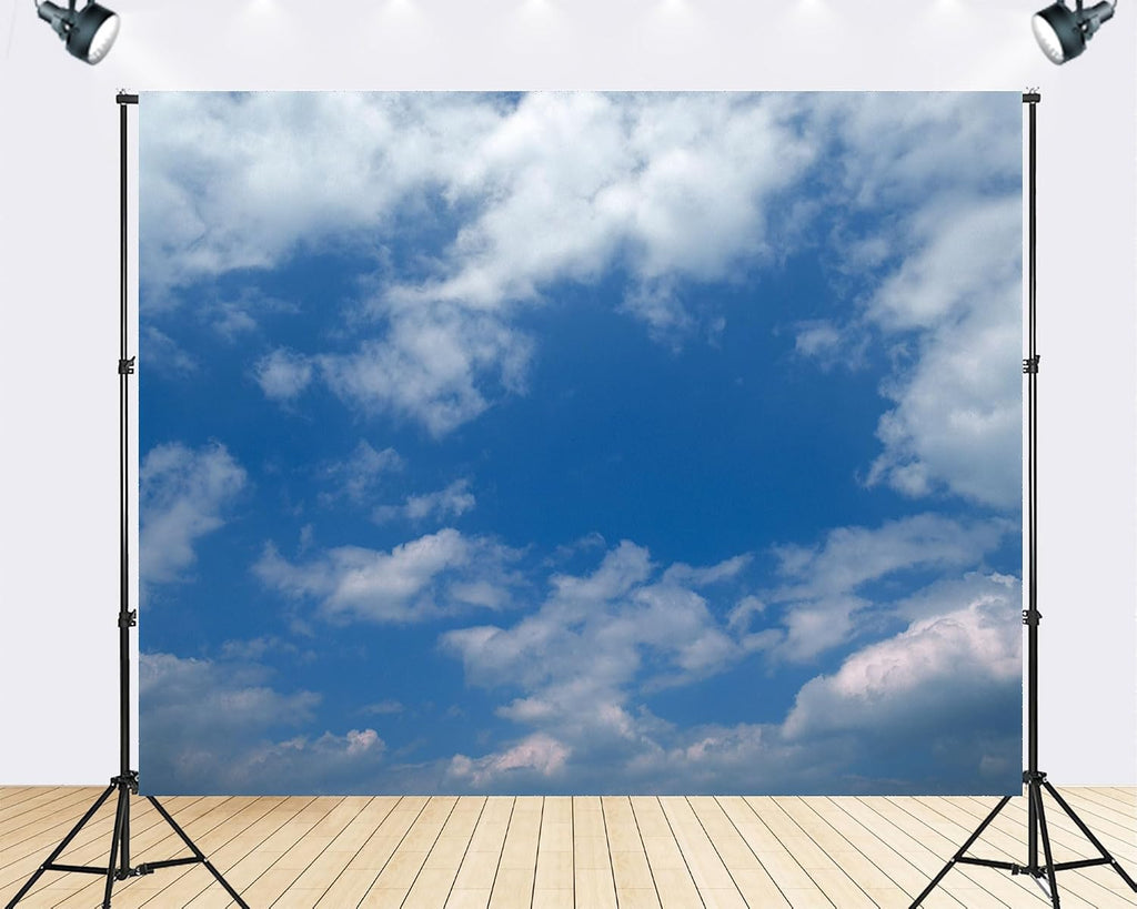 Trykid 20x10ft Blue Sky White Clouds Backdrop Clear Sky Clouds Sunny Natural Scenery Photography Background Newborn Baby Shower Wedding Birthday Party Decoration Photo Studio Prop