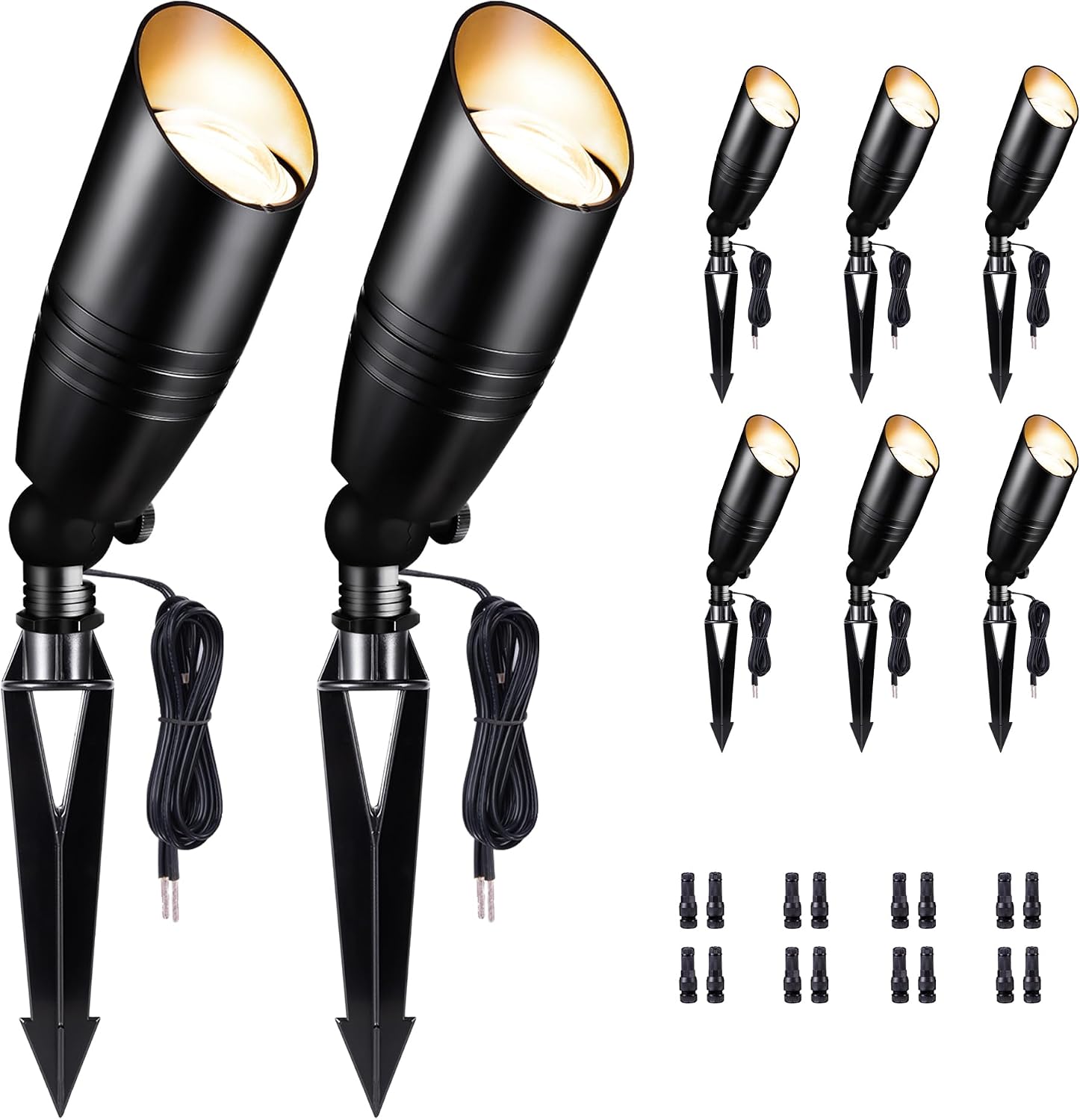 Landscape Spotlights, Black Low Voltage LED Outdoor Lighting, IP65 Waterproof Aluminum uplight for Yard House Porch Without MR16 Bulb 8 Pack