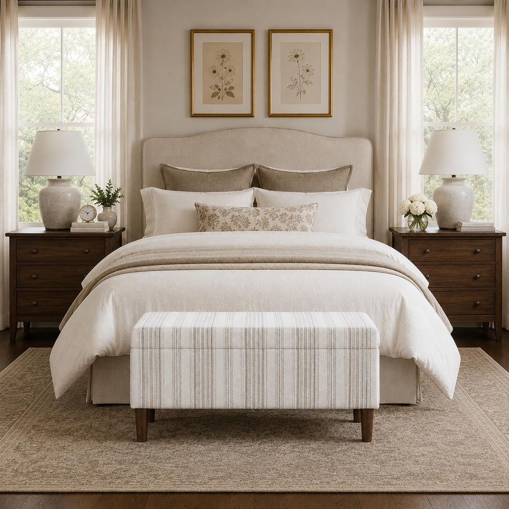 HomePop Malmo 36' Storage Bench - Gray Striped Pattern