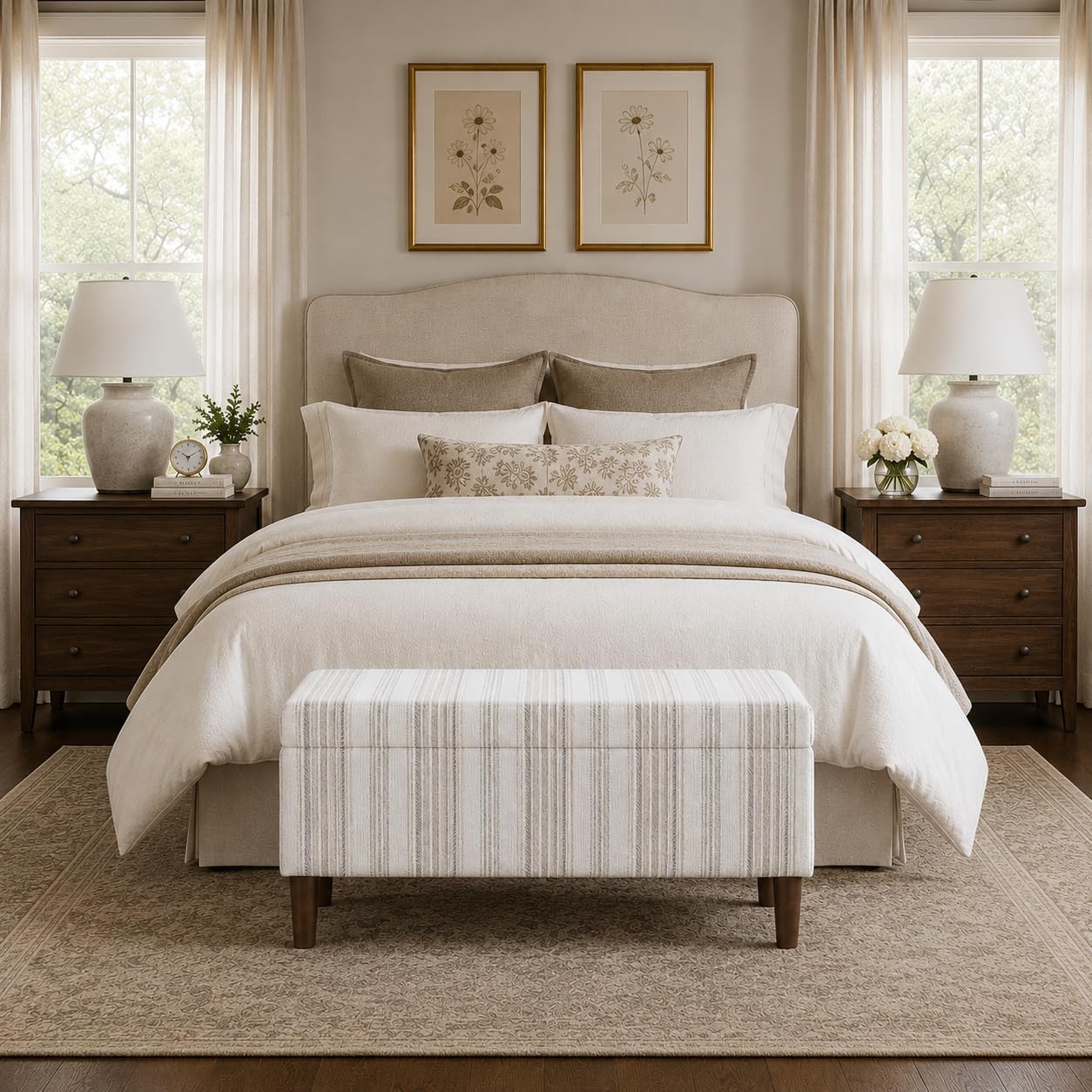 HomePop Malmo 36' Storage Bench - Gray Striped Pattern