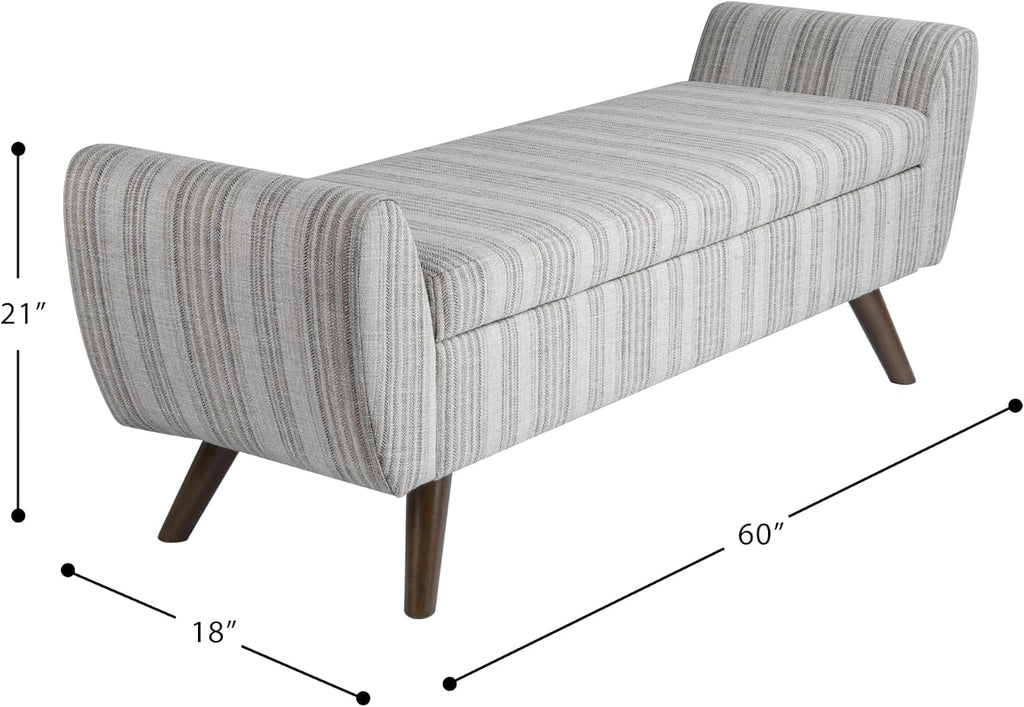 HomePop 60' Modern Storage Bench - Gray Striped Pattern