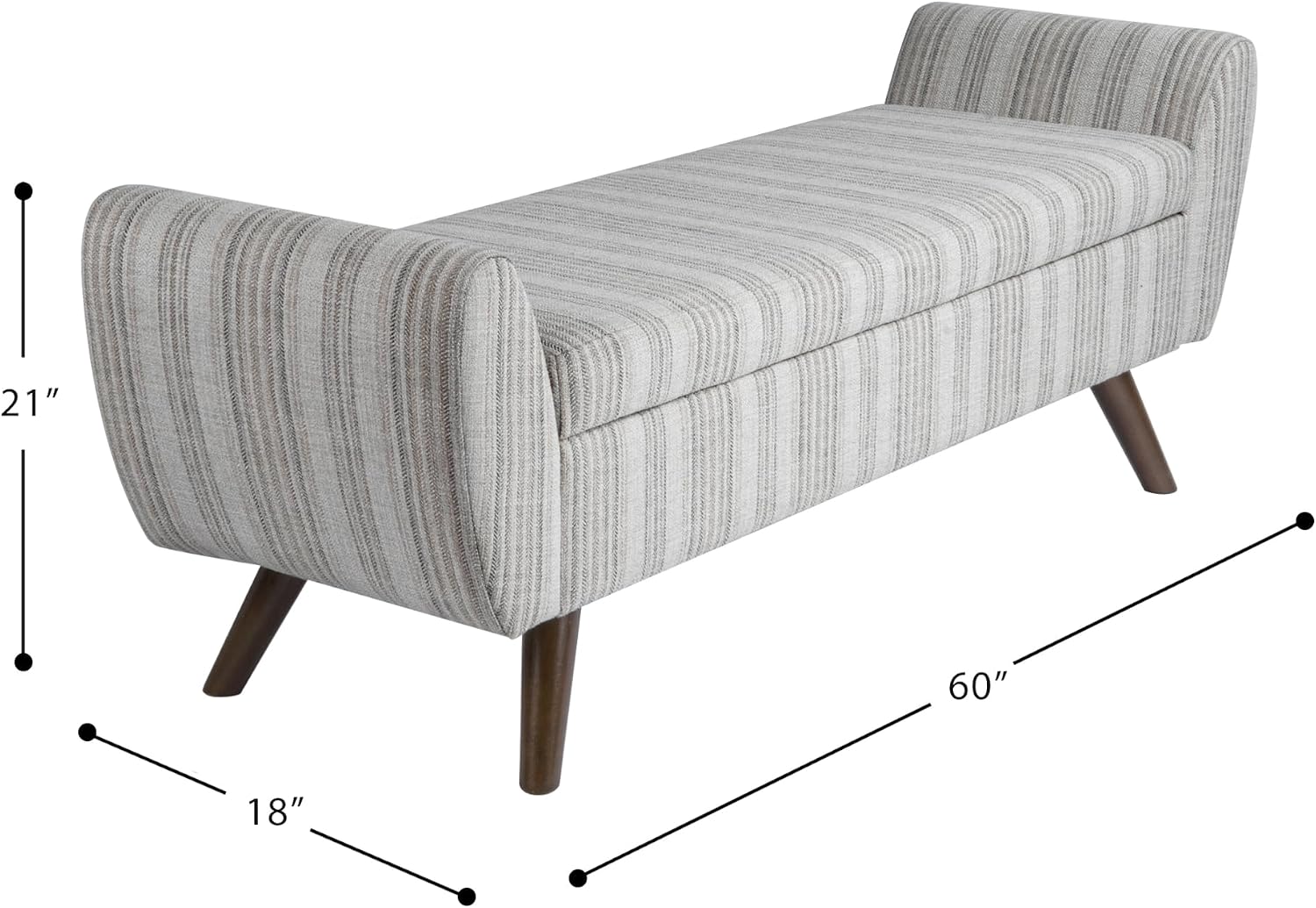 HomePop 60' Modern Storage Bench - Gray Striped Pattern
