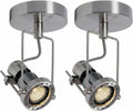 2Pcs GU10 Dimmable Ceiling Spotlight Indoor - Brushed Nickel Adjustable Surface Hardwired Light for Accentuating Wall Art, Creating Ambiance in Living Room & Bedroom