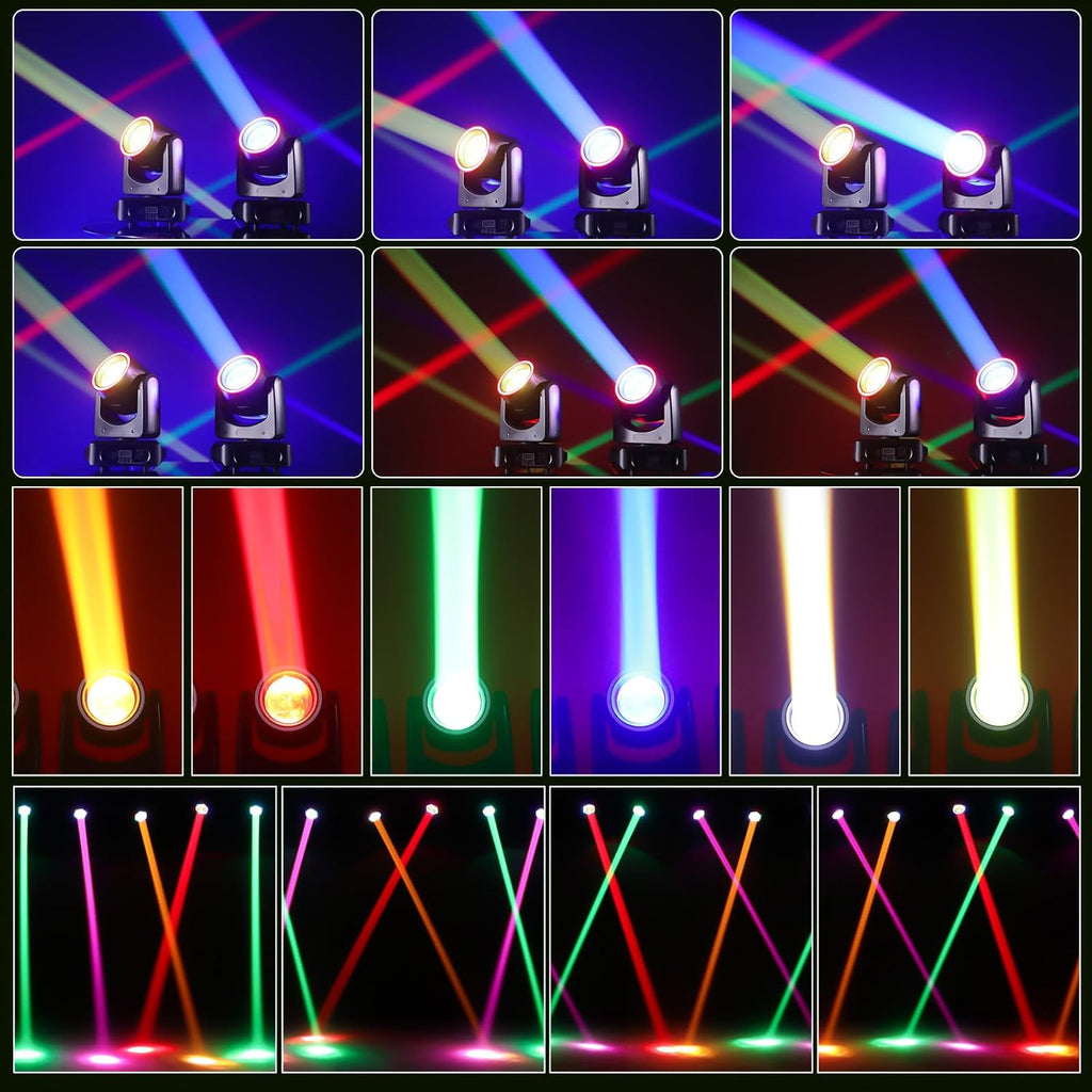 Moving Head DJ Light 100W LED Stage Lights Beam Halo DJ Lights RGBW 4-in-1 Colors Spotlights Strobe DMX512 Sound Activated for Party Wedding Live Show Parties DJ Equipment Lighting