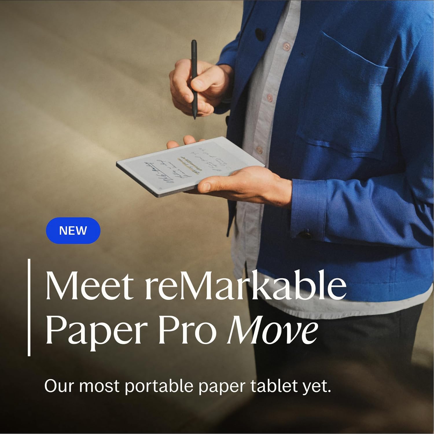 reMarkable Paper Pro Move - Leather Folio Bundle | Ultraportable Color 7.3' Paper Tablet with Marker Plus Pen with Eraser, and a Book Folio Cover in Black Leather